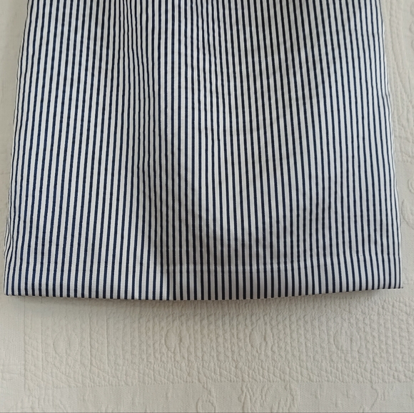 Banana Republic Navy Blue and White Pin Striped Satin Mini Dress With Bow Detail - Picture 5 of 12